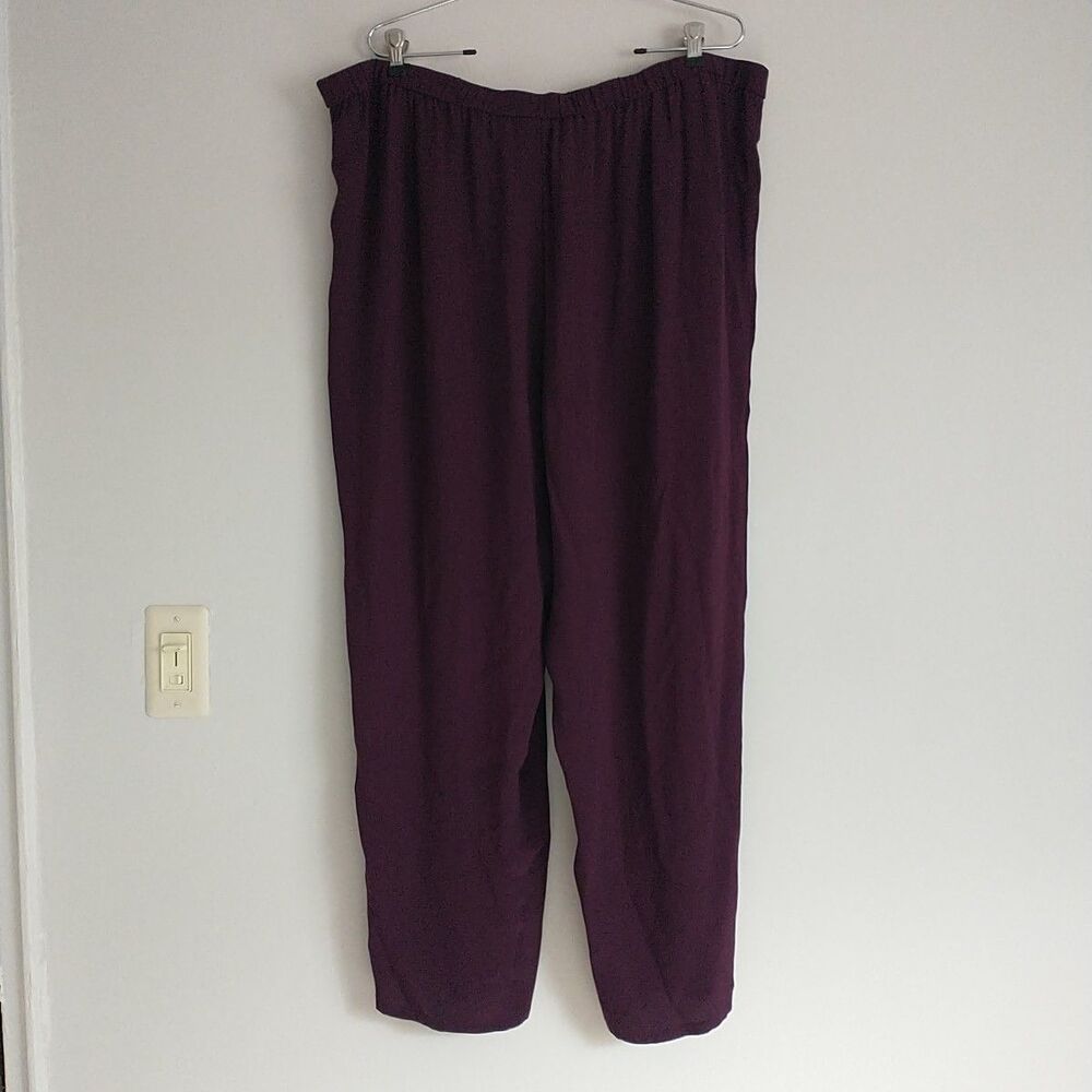 New*Eileen Fisher Silk Georgette Crepe Straight Ankle Pants XL/2XL*Red Pull On
